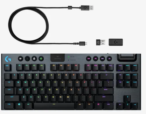Клавиатура, Logitech G915 Wireless TKL Keyboard, GL Tactile Low Profile, Lightspeed Wireless, Lightsync RGB, Game Mode, Media Controls, Carbon
