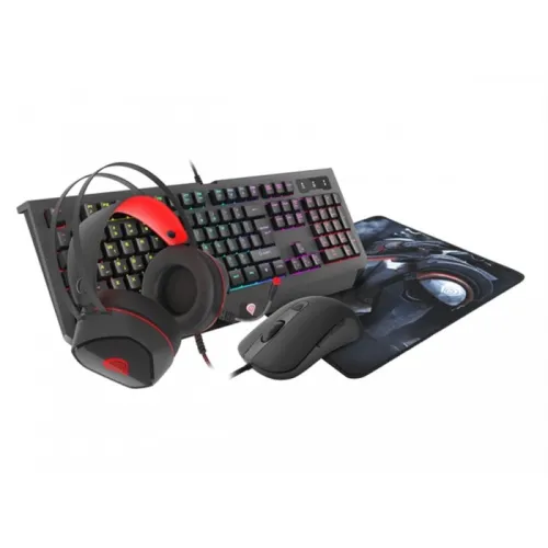Комплект, Genesis Gaming Combo Set 4In1 Cobalt 330 RGB Keyboard + Mouse + Headphones + Mousepad, US Layout