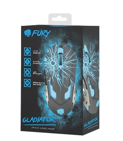 Мишка, Fury Gaming mouse, Gladiator, optical 3200DPI, Illuminated black - image 3