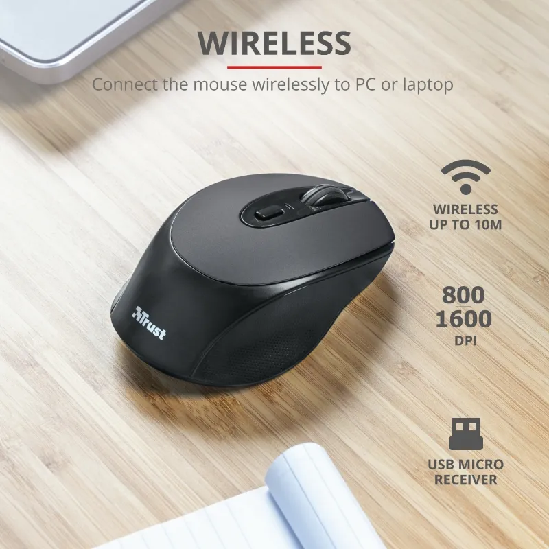 Мишка, TRUST Zaya Wireless Rechargeable Mouse Black - image 8