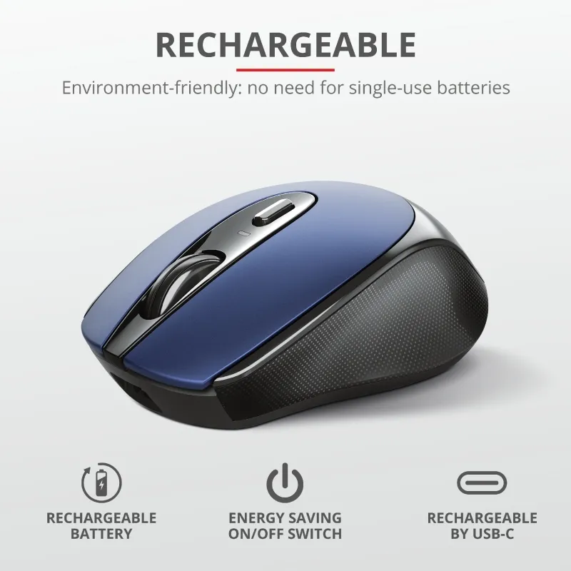 Мишка, TRUST Zaya Wireless Rechargeable Mouse Blue - image 6