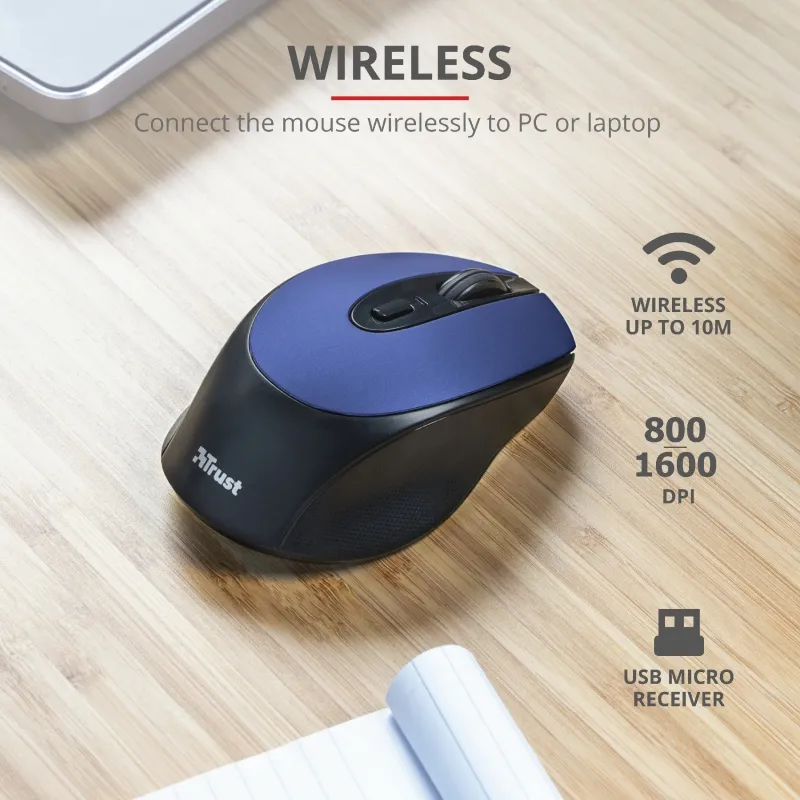 Мишка, TRUST Zaya Wireless Rechargeable Mouse Blue - image 8