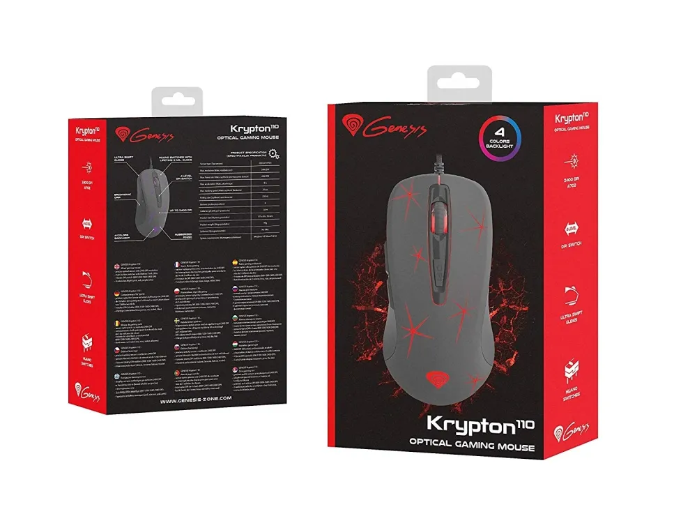 Мишка, Genesis Gaming Mouse Krypton 110 Optical 2400Dpi Illuminated Black - image 5