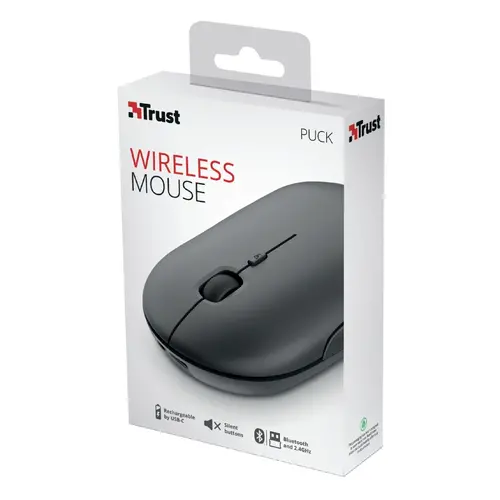 Мишка, TRUST Puck Wireless & BT Rechargeable Mouse Black - image 8