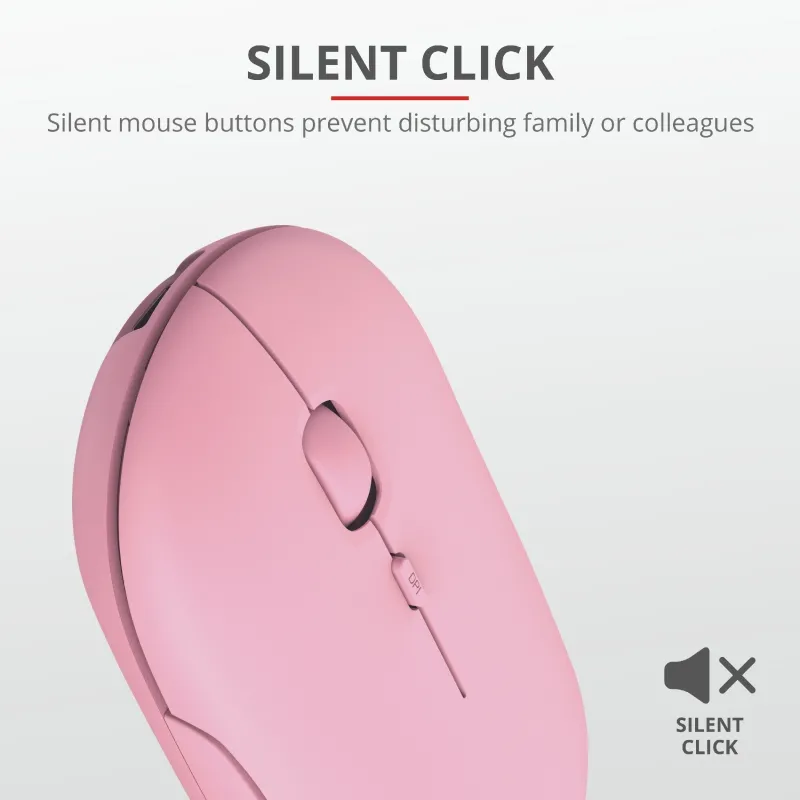 Мишка, TRUST Puck Wireless & BT Rechargeable Mouse Pink - image 5