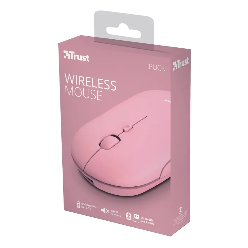 Мишка, TRUST Puck Wireless & BT Rechargeable Mouse Pink - image 8