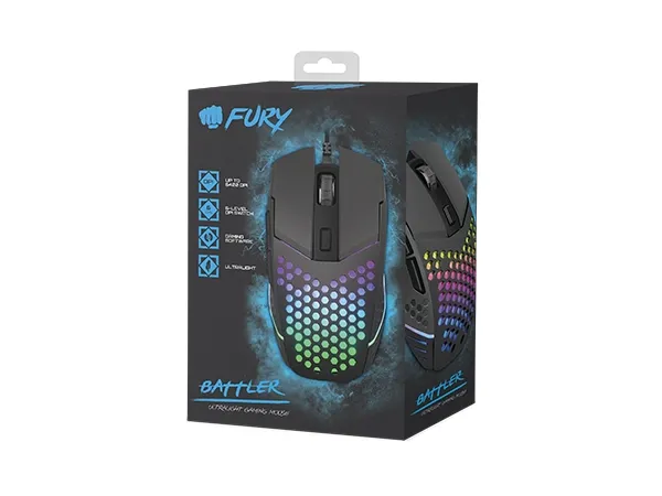 Мишка, Fury Gaming Mouse Battler 6400 DPI Optical With Software Black - image 5