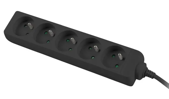 Разклонител, Lanberg power strip 3m, 5 socket,s french quality-grade copper cable, black