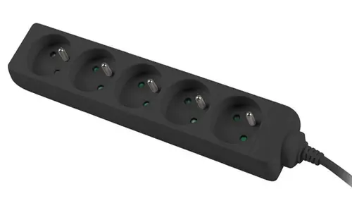 Prelungitor, Lanberg prelungitor 3m, 5 prize, cablu de cupru de calitate franceză, negru - 1