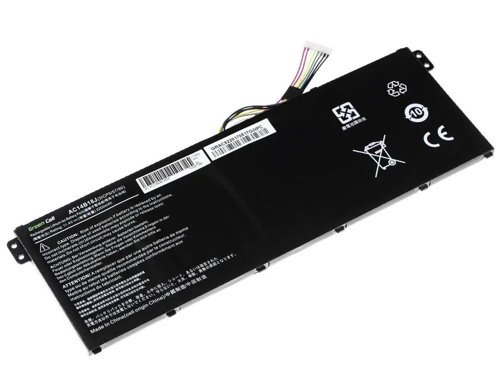 Μπαταρία laptop GREEN CELL, Acer Aspire E 11 ES1-111M ES1-131 E 15 ES1-512 Chromebook 11 CB3-111 13 CB5-311 AC14B3K, 11.4V, 2200mAh - image 1