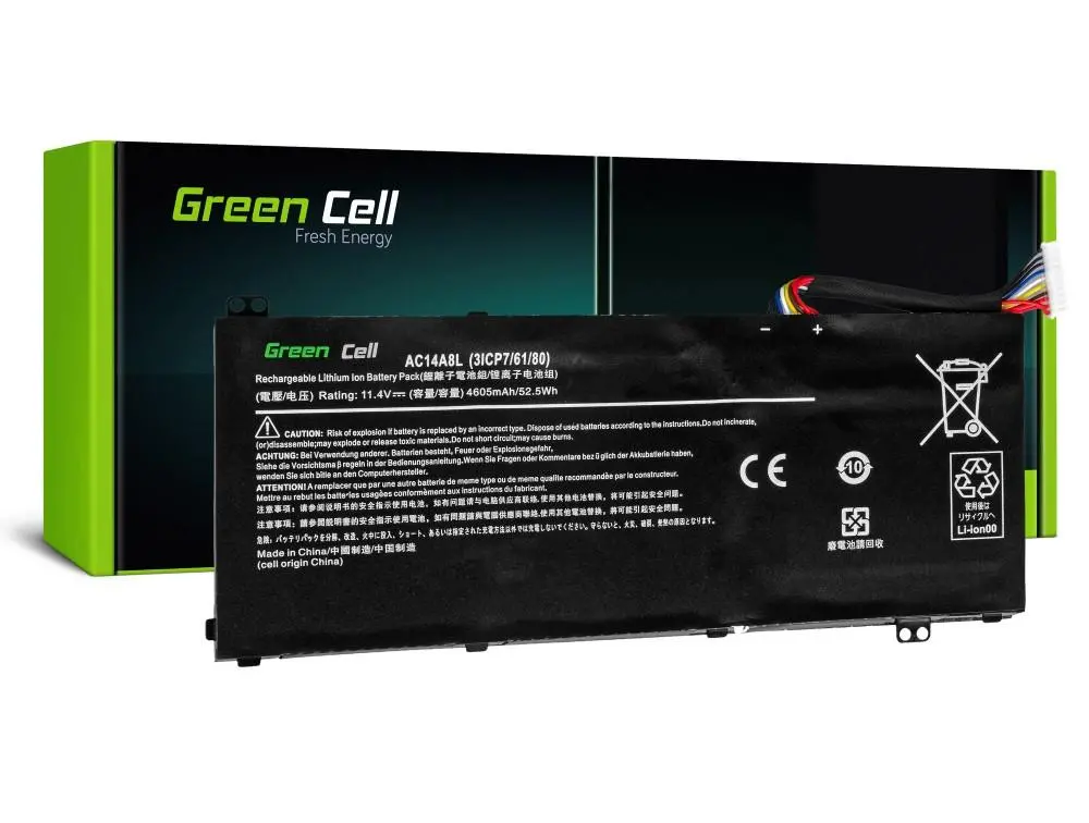 Μπαταρία για λάπτοπ GREEN CELL, Acer Aspire Nitro V15 VN7-571G VN7-572G VN7-591G VN7-592G και V17 VN7-791G VN7-792G AC14A8L, 11.4V, 3800mAh