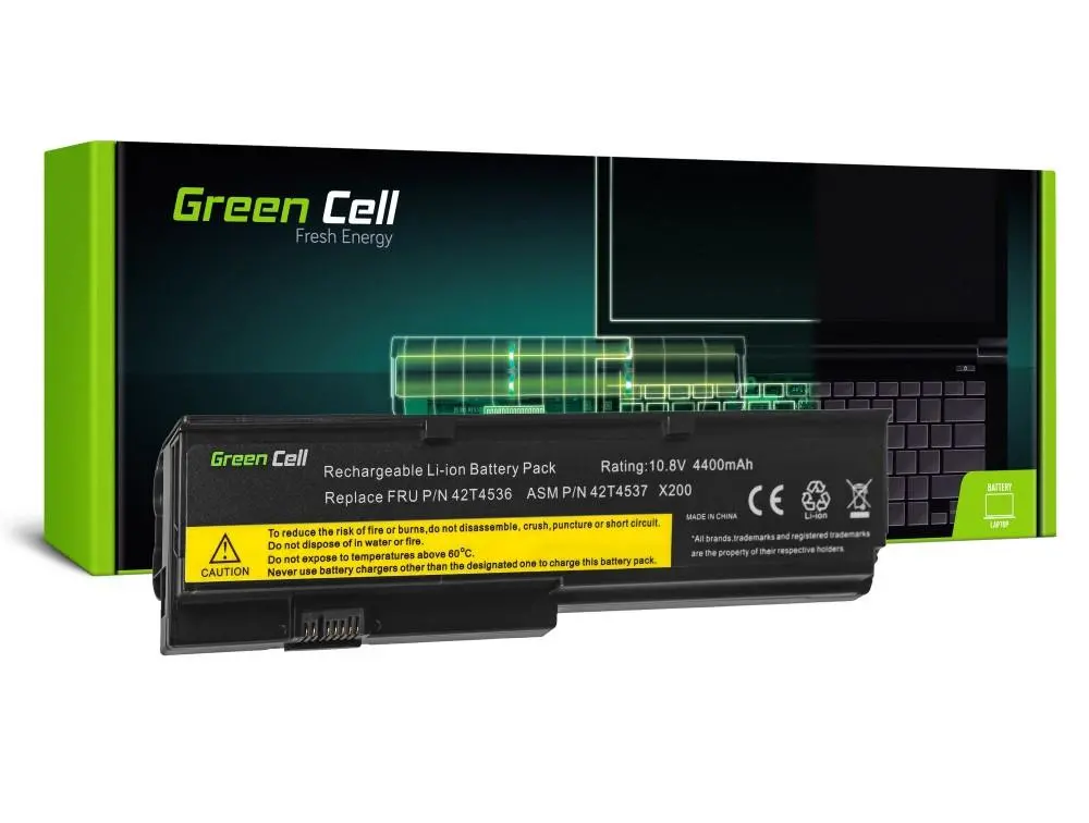 Батерия  за лаптоп GREEN CELL, IBM Lenovo ThinkPad X200 X201 X201i 42T4535, 10.8V, 4400mAh