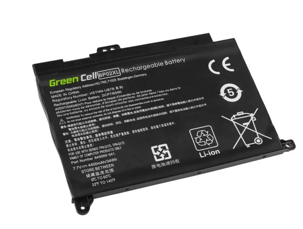 Батерия за лаптоп, GREEN CELL, 7.7V, 4400mAh – съвместима с HP BP02XL, Pavilion 15-AU, 15-AU051NW, 15-AU071NW, 15-AU102NW, 15-AU107NW, 15-AW, 15-AW010NW - image 1