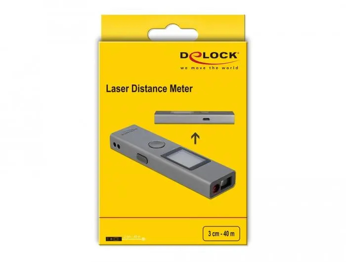 Telemetru laser DeLock 64071, 3 cm - 40 m, Precizie 2 mm, Gri - image 1