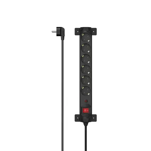 Prelungitor HAMA, Rotativ, 6 prize, 1.4m, Protecție la supratensiune, Buton pornit/oprit, 360°, Negru