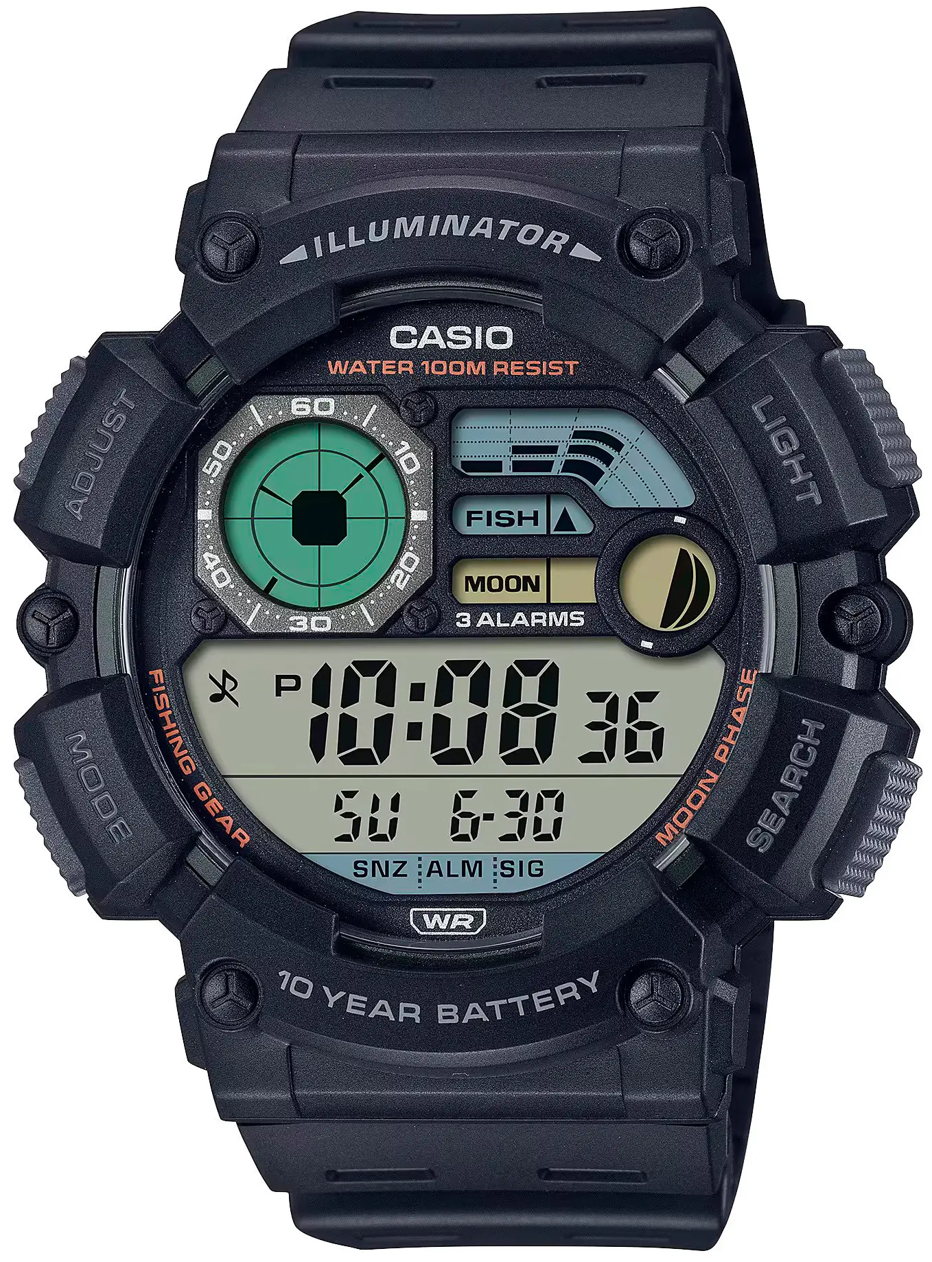 Ανδρικό ψηφιακό ρολόι Casio Fishing Gear - WS-1500H-1AVEF