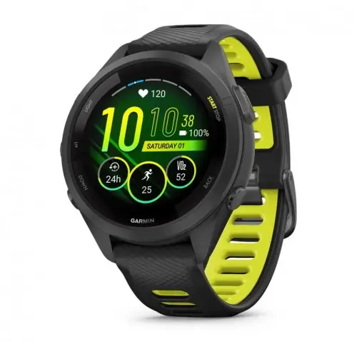 Garmin Forerunner® 265S - στεφάνι και θήκη Black με σιλικονένιο λουράκι Black/Amp Yellow 010-02810-13 - 1