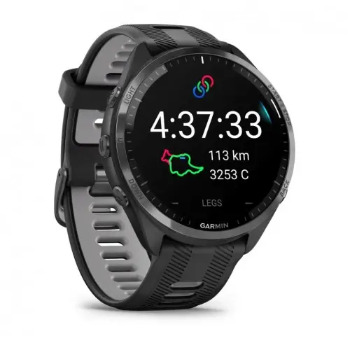 Garmin Forerunner® 965 - bezel Carbon Grey DLC Titanium cu carcasă Black și curea din silicon Black/Powder Grey 010-02809-10 - image 2