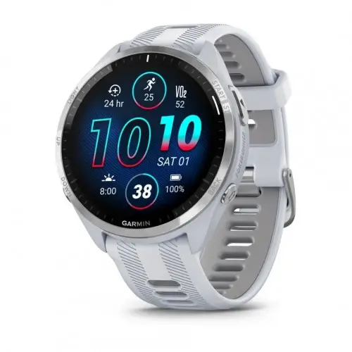 Garmin Forerunner® 965 - Titanium безел с Whitestone корпус и Whitestone/Powder Grey силиконова каишка 010-02809-11