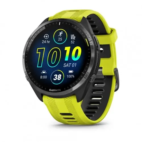 Garmin Forerunner® 965 - Γκρι carbon DLC τιτάνιο bezel με μαύρη κάσα και κίτρινο/μαύρο σιλικονένιο λουράκι 010-02809-12