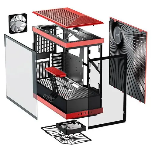 Кутия HYTE Y40 Tempered Glass, Mid-Tower, Червено и Черно - image 6