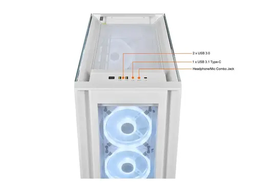 Кутия Corsair iCUE 5000X RGB QL Edition Mid Tower, Tempered Glass, Бяла - image 2