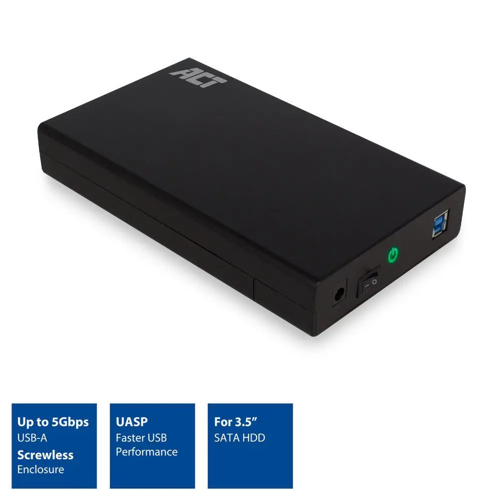 Θήκη εξωτερικού σκληρού δίσκου ACT AC1405, 3.5", SATA, USB 3.1 Gen1 (USB 3.0), Μαύρο - image 3