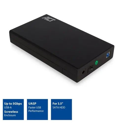 Θήκη εξωτερικού σκληρού δίσκου ACT AC1405, 3.5", SATA, USB 3.1 Gen1 (USB 3.0), Μαύρο - 4