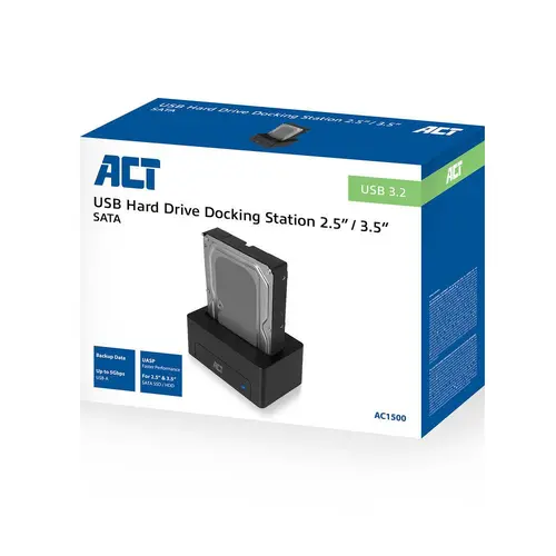 Σταθμός σύνδεσης ACT AC1500, USB 3.1 Gen1, Για 3.5"/2.5" SATA HDD/SSD - 5