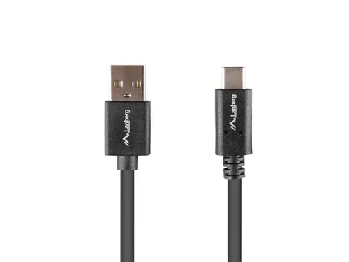 Кабел, Lanberg USB-C(M) -> USB-A(M) 2.0 cable 1m QC, black BOX - image 1