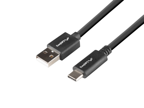 Кабел, Lanberg USB-C(M) -> USB-A(M) 2.0 cable 1m QC, black BOX