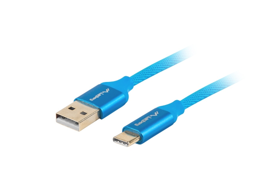 Кабел, Lanberg USB-C(M) ->  USB-A (M) 2.0 cable 1m, blue premium QC 3.0