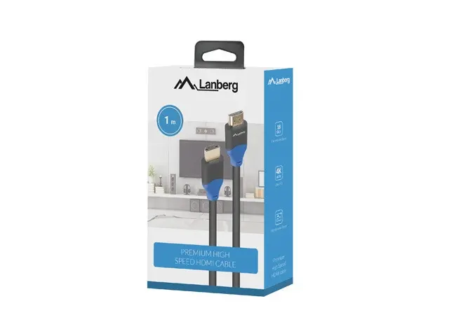 Кабел, Lanberg HDMI M/M V2.0 cable 1m 4K CU box, black BOX - image 4