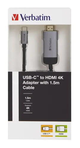 Адаптер, Verbatim USB-C to HDMI Adapter - USB 3.1 Gen 1/HDMI 1.5m Cable - image 2