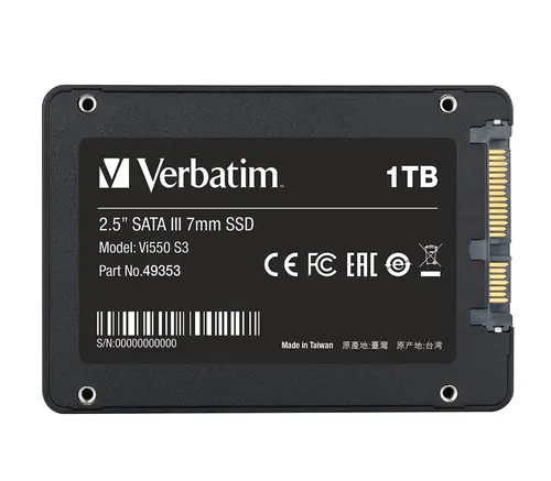Твърд диск, Verbatim Vi550 S3 2.5" SATA III 7mm SSD 1TB - image 2
