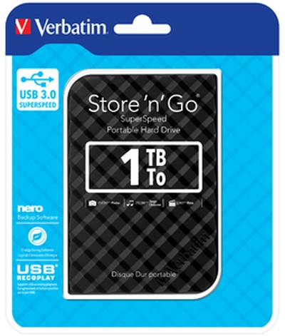 Твърд диск, Verbatim STORE 'N' GO 2.5" (6.35CM) Gen 2 1TB USB 3.0 Black