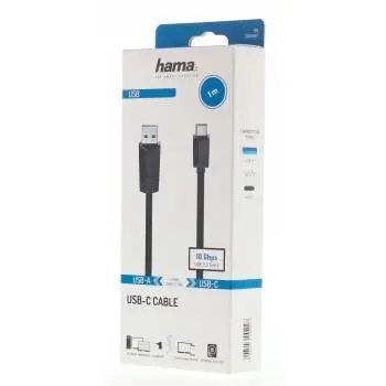 Кабел HAMA USB 3.2 Gen 2, USB-C мъжко - USB-A мъжко, 1 м, 10 Gbit/s.,3А - image 1