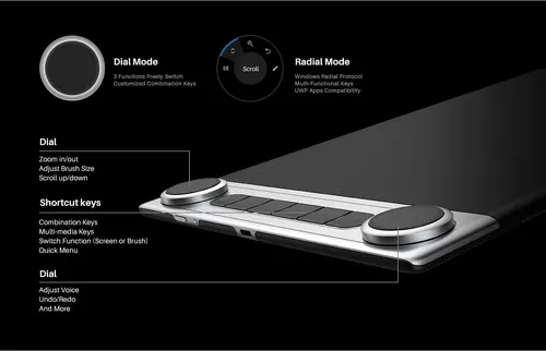 Графичен дисплей таблет HUION Inspiroy Dial 2, 5080 LPI, Черен - image 7