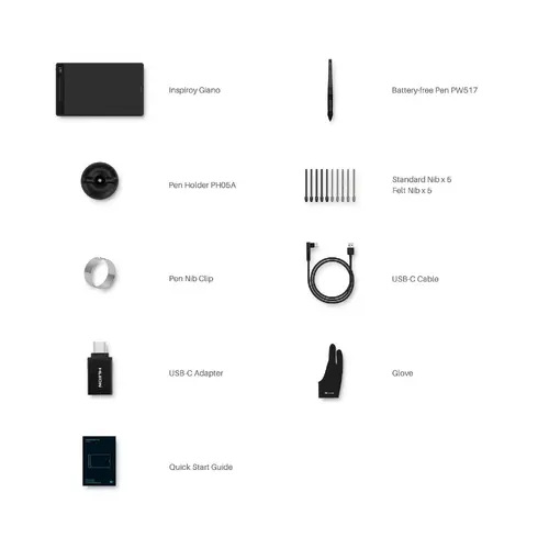 Γραφίδα σχεδίασης HUION Inspiroy Giano, 5080 LPI, Μαύρο - 7