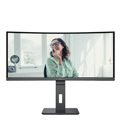 Монитор, AOC CU34P3CV, 34" VA WLED, Curved 1500R, 3440x1440@100Hz, 4ms GtG, 1ms MPRT, 300cd m/2, DCR 3000:1, 50M:1, AdaptiveSync, FlickerFree, Low Blue Light, 5Wx2, Tilt, Height Adjust, Swivel, HDMI, DP, USB hub - image 1