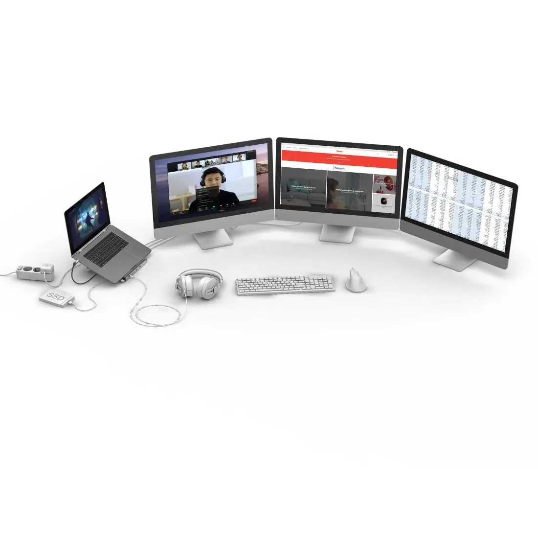 Docking station Hama "Connect2Office Stand" USB-C, Suport pentru laptop, 12 porturi - image 12