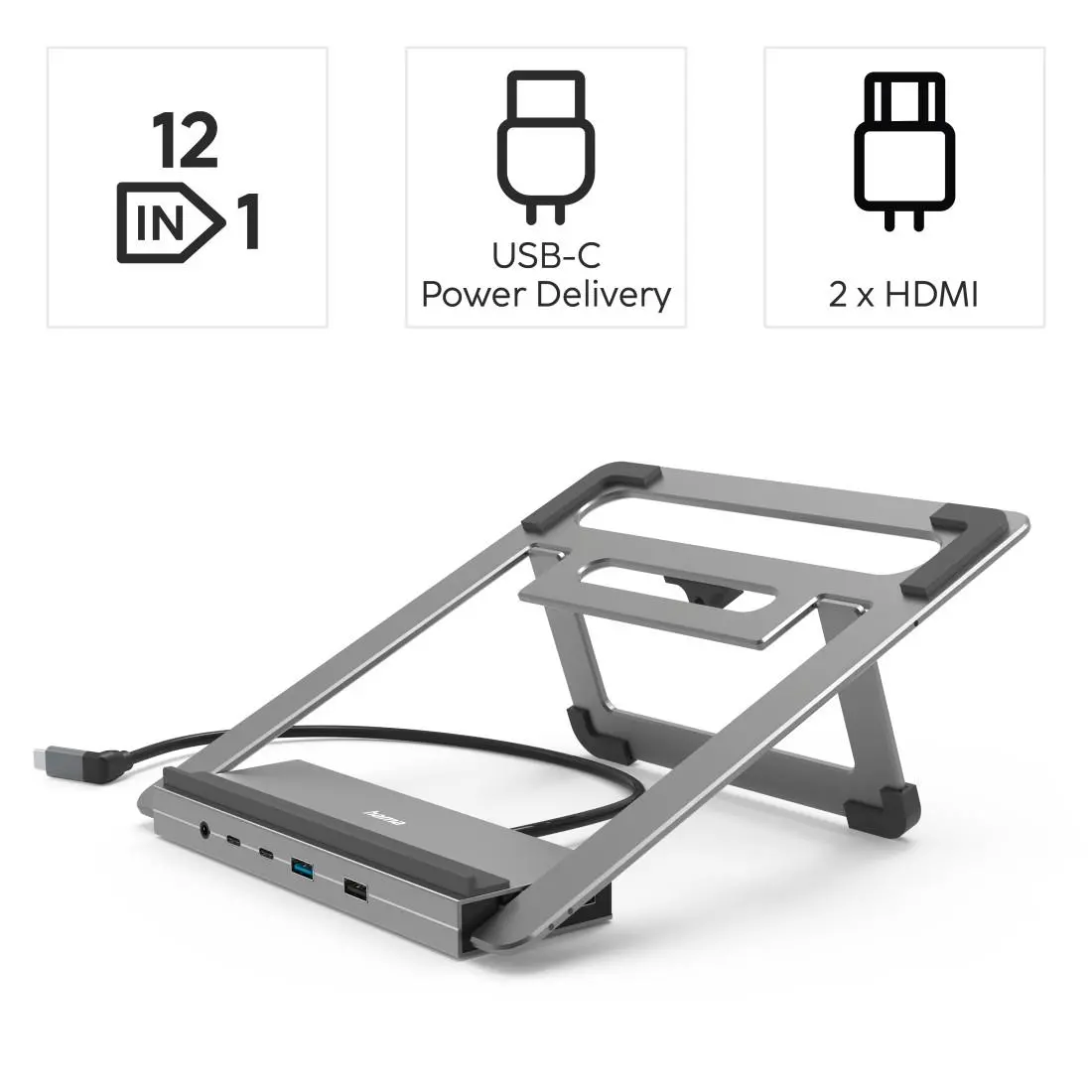 Docking station Hama "Connect2Office Stand" USB-C, Suport pentru laptop, 12 porturi - image 5