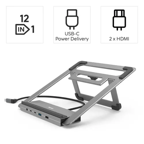 Docking station Hama "Connect2Office Stand" USB-C, Suport pentru laptop, 12 porturi - 6