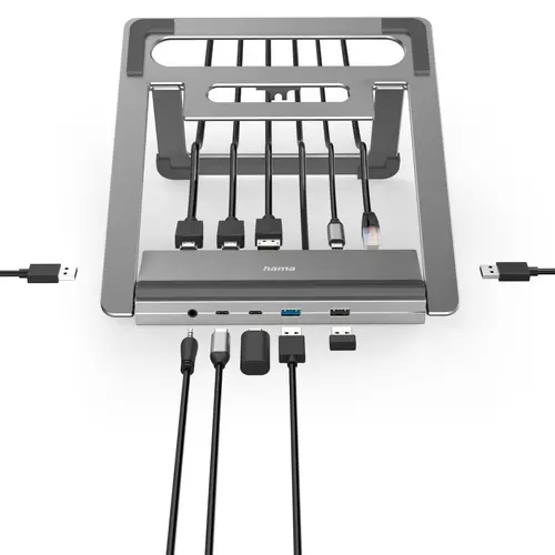 Докинг станция Hama "Connect2Office Stand" USB-C, Стойка за лаптоп, 12 порта - image 9