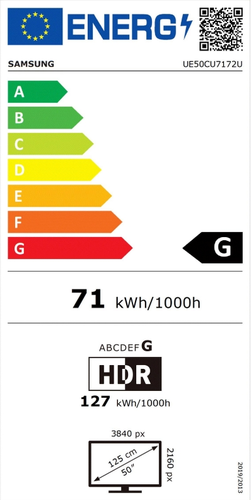 Телевизор, Samsung 50" 50CU7172 4K UHD LED TV, SMART, 3xHDMI, USB, WiFi, Bluetooth 4.2, Dark Gray - image 4