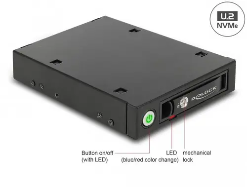 Чекмедже Delock 3.5″, За 1 x 2.5″ U.2 NVMe SSD или SATA / SAS HDD / SSD, Черен - image 1