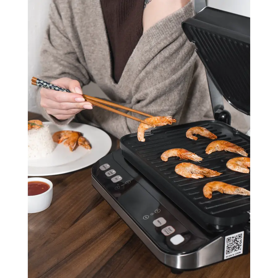 AENO ''Electric Grill EG5: 2000W, 2 heating modes - Lower Grill, Both Grills, 6 preset programs, Defrost, Max opening angle -180°, Temperature regulation, Timer, Removable double-sided plates, Plate size 320*220mm'' - image 8