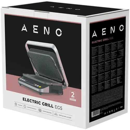 AENO ''Grătar electric EG5: 2000W, 2 moduri de încălzire - Grătar inferior, Ambele grătare, 6 programe presetate, Dezghețare, Unghi maxim - 10