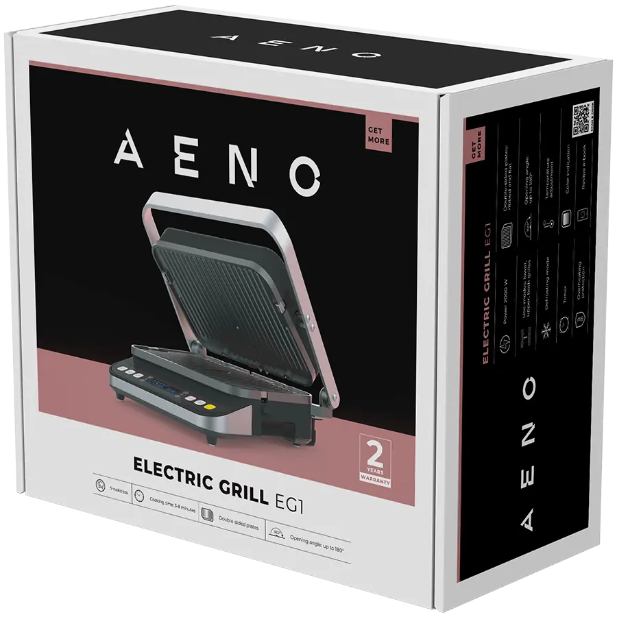 AENO ''Grătar electric EG1: 2000W, 3 moduri de încălzire - Grătar superior, Grătar inferior, Ambele grătare, Decongelare, Unghi maxim de deschidere - image 6