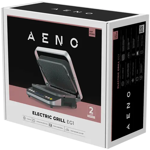 AENO ''Grătar electric EG1: 2000W, 3 moduri de încălzire - Grătar superior, Grătar inferior, Ambele grătare, Decongelare, Unghi maxim de deschidere - 7